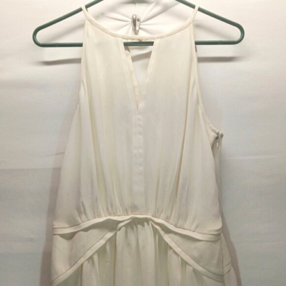 Banana Republic Ladies Size 8 Ivory Chiffon Draped Sleeveless Dress Sheer GUC - Picture 2 of 11